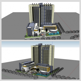 손쉬운 사무행정시설 실외 Sketchup 샘플 만들기