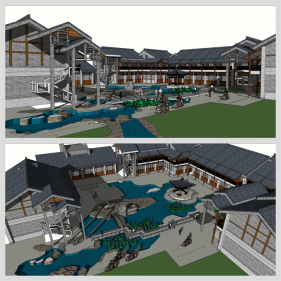 산뜻한 고건축물 디자인 Sketchup 배경 디자인