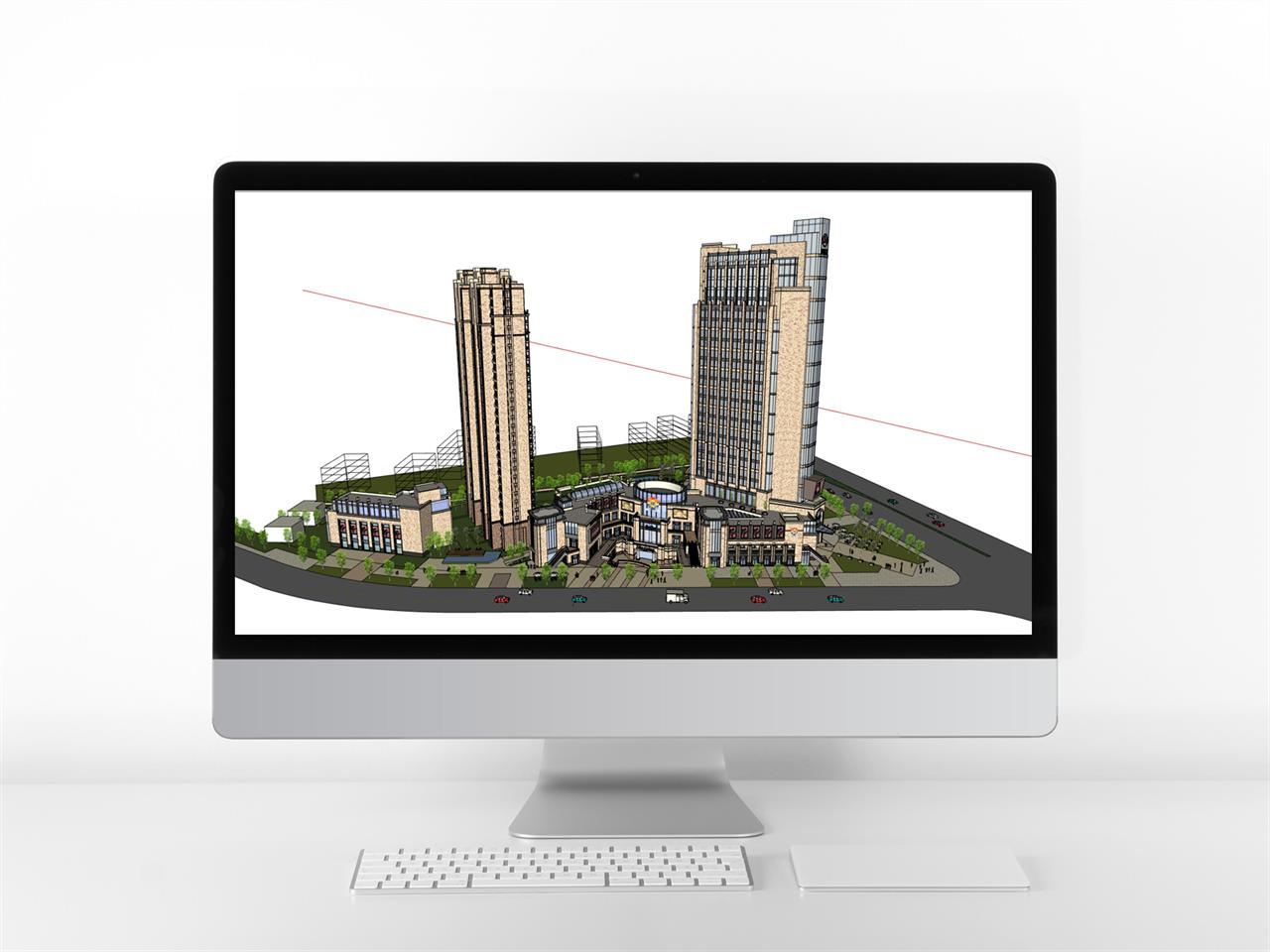 단순한 호텔시설 디자인 Sketchup 배경 디자인 미리보기