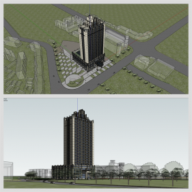 시선을 사로잡는 호텔시설 실외 Sketchup 샘플 디자인