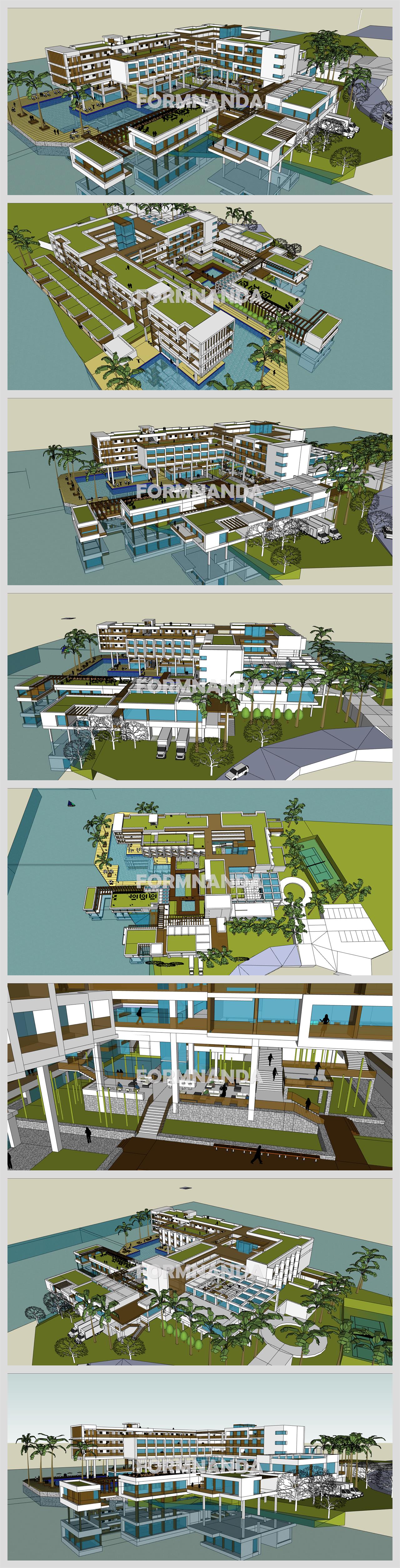 간략한 호텔시설 환경 Sketchup 템플릿 디자인 상세보기