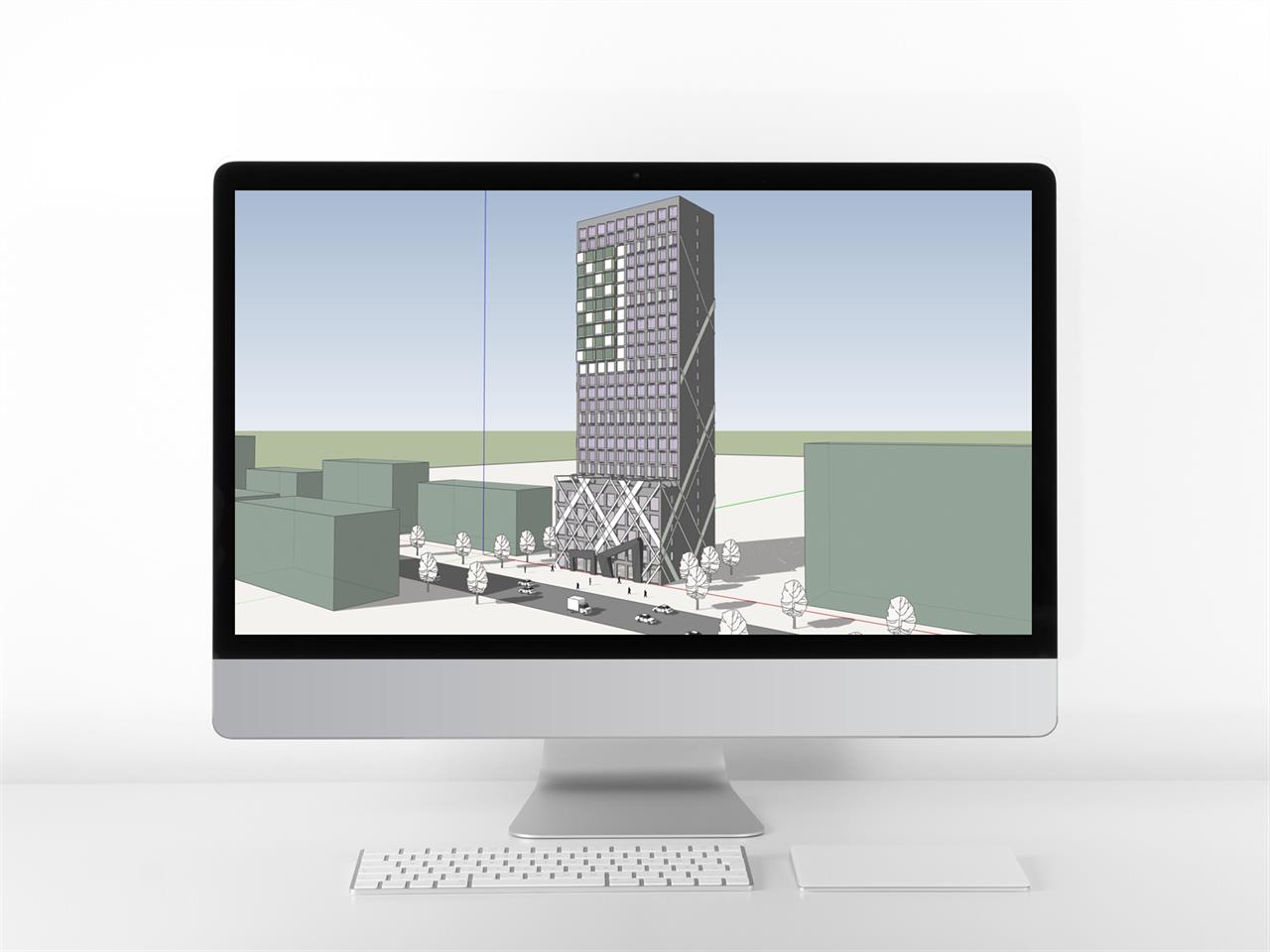 단조로운 호텔시설 환경 Sketchup 템플릿 디자인 미리보기