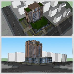 정결한 호텔시설 Sketchup 모델 만들기