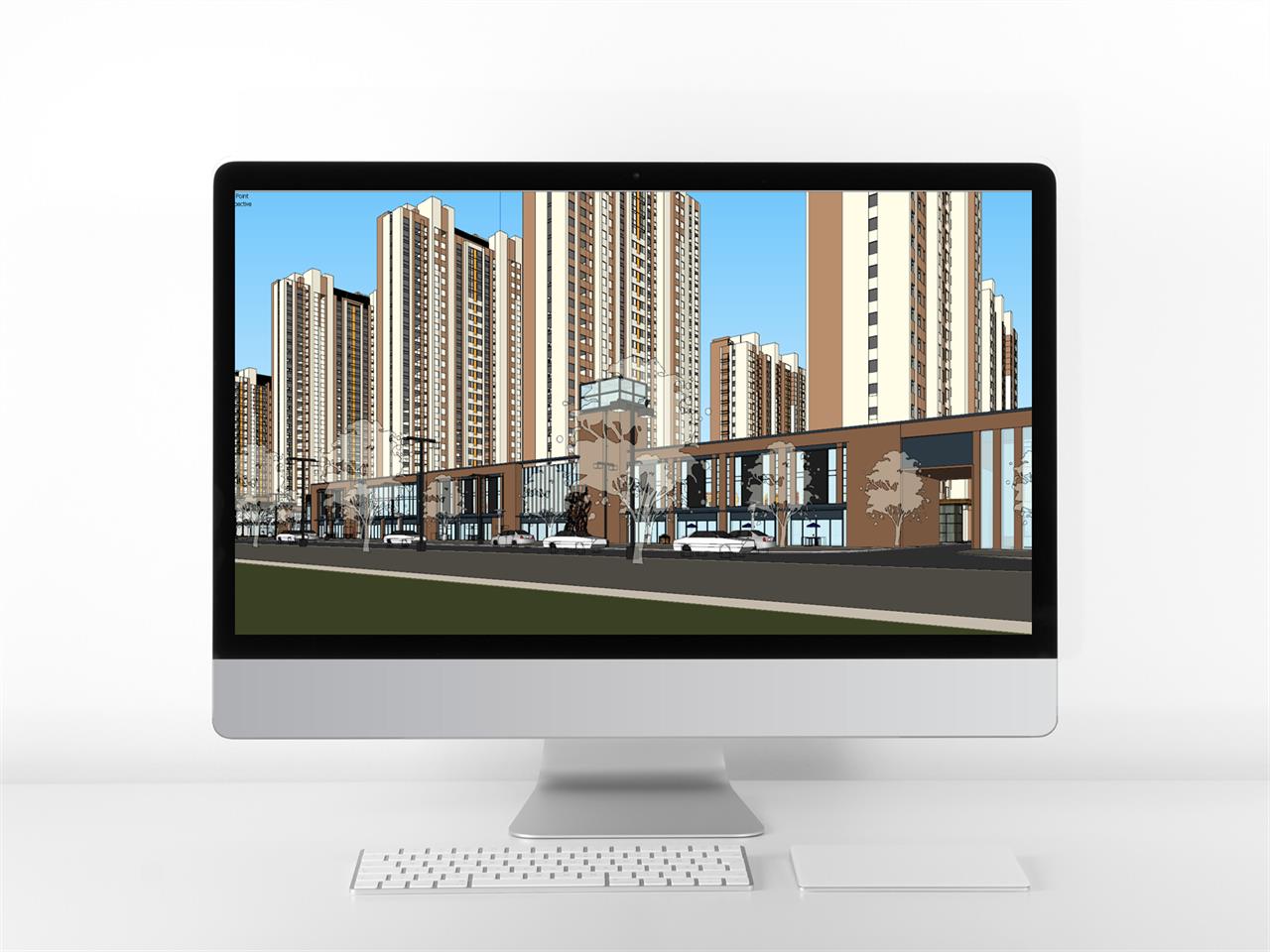 간략한 아파트단지 디자인 Sketchup 템플릿 디자인 미리보기