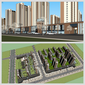 간략한 아파트단지 디자인 Sketchup 템플릿 디자인