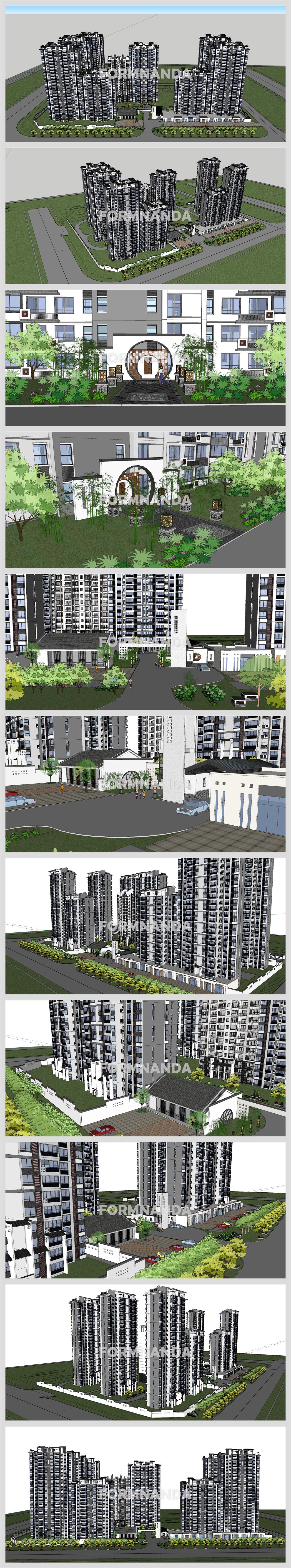폼나는 아파트단지 꾸미기 스케치업 소스 다운 상세보기