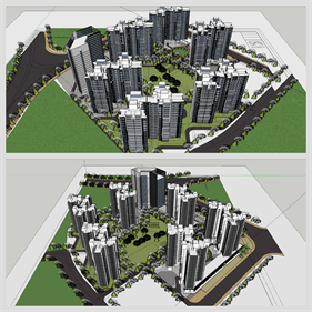 세련된 아파트단지 Sketchup 소스 디자인