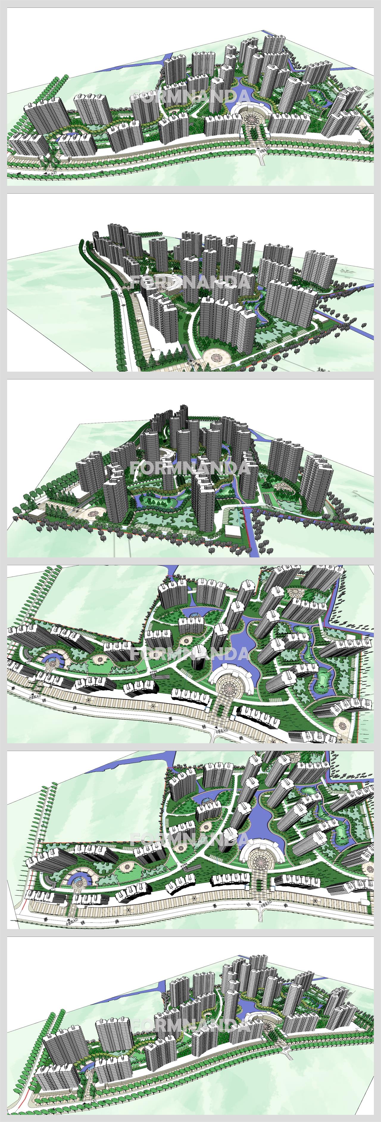 고급스럽운 아파트단지 디자인 Sketchup 템플릿 만들기 상세보기