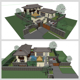 심플한 별장주택 Sketchup 템플릿 디자인