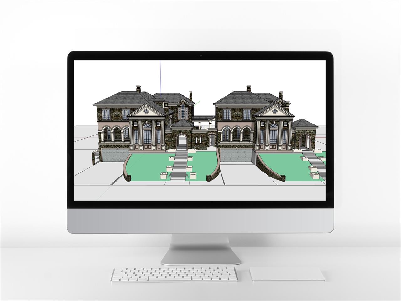 간략한 별장주택 디자인 웹툰배경 템플릿 제작 미리보기