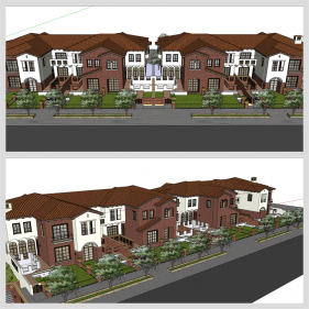 단정한 별장주택 실외 Sketchup 배경 디자인