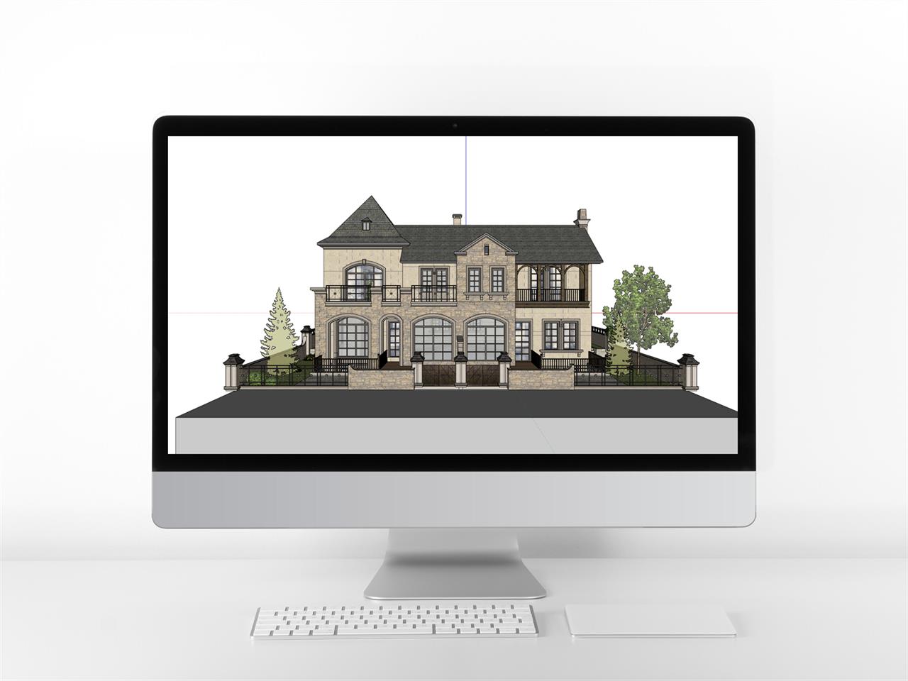 산뜻한 별장주택 Sketchup 템플릿 디자인 미리보기