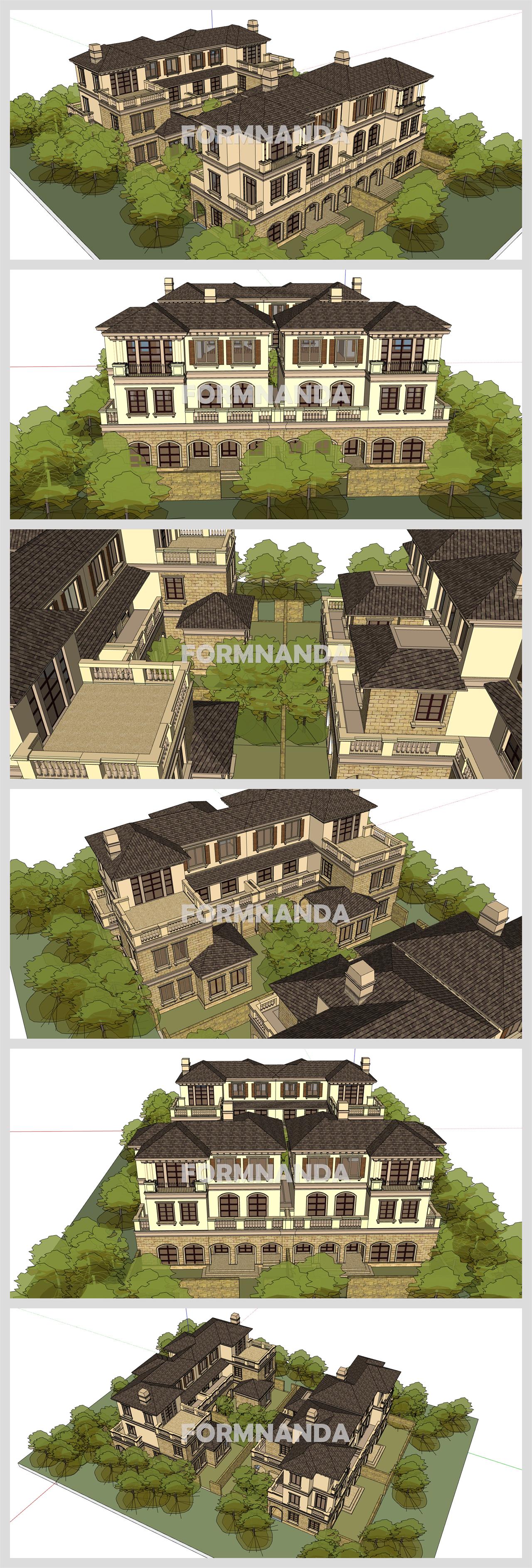 세련된 별장주택 실외 Sketchup 배경 디자인 상세보기