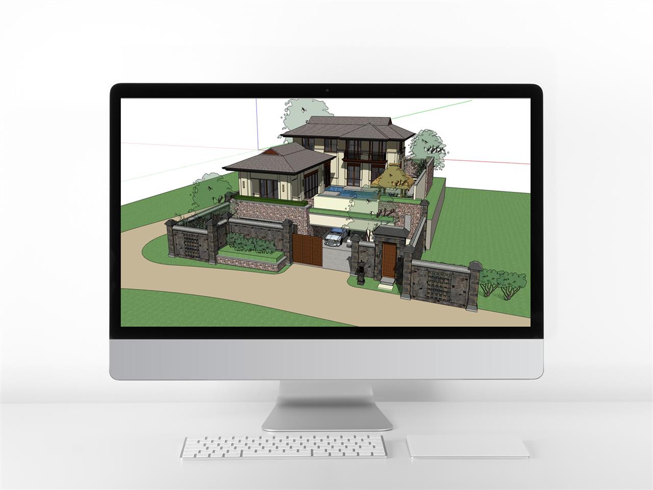 매력적인 별장주택 Sketchup 템플릿 만들기 미리보기