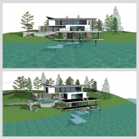 심플한 별장주택 디자인 Sketchup 모델 디자인