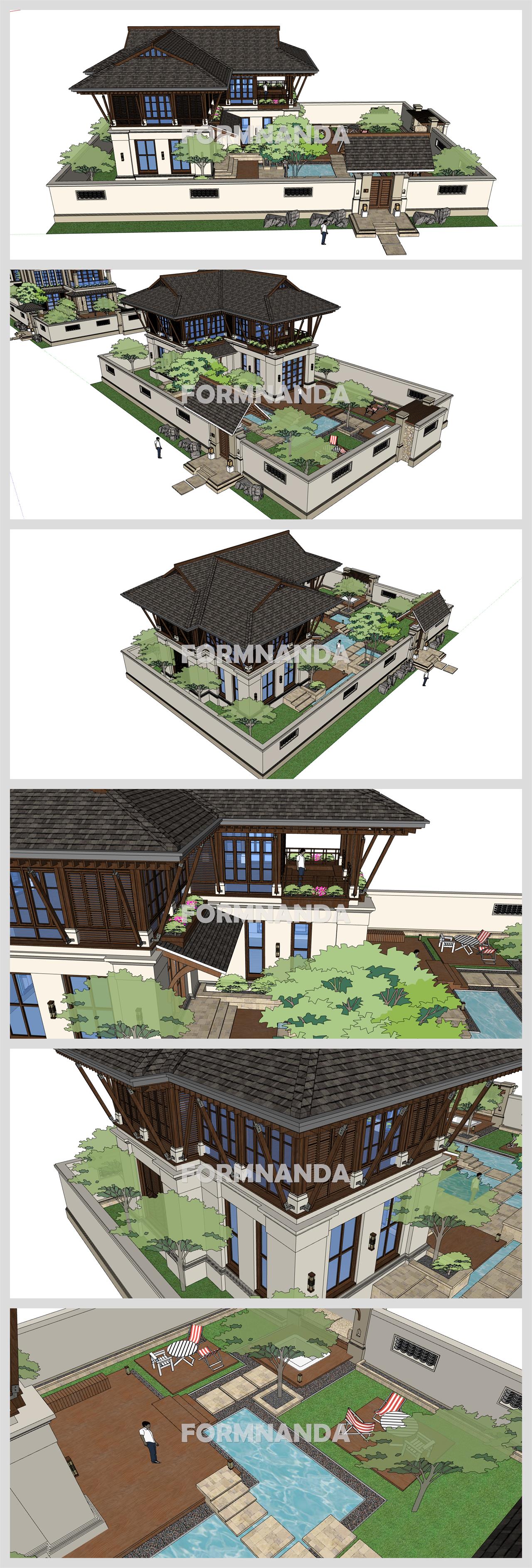 현대적인 별장주택 디자인 Sketchup 모델 만들기 상세보기