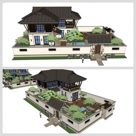 현대적인 별장주택 디자인 Sketchup 모델 만들기