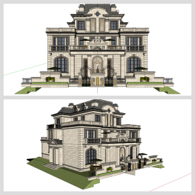 스타일 나는 별장주택 실외 스케치업 소스 다운로드