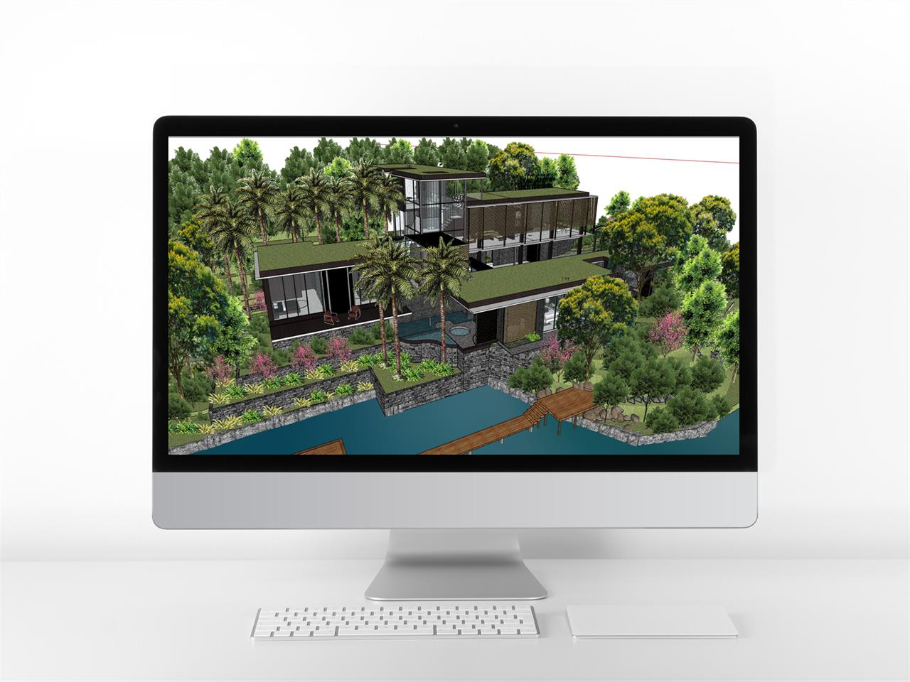 세련된 별장주택 디자인 웹툰배경 템플릿 제작 미리보기