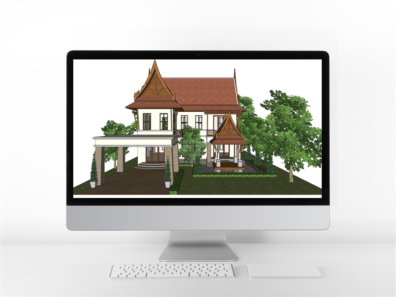 산뜻한 별장주택 디자인 Sketchup 모델 디자인 미리보기