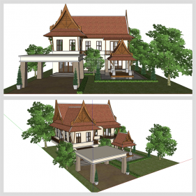 산뜻한 별장주택 디자인 Sketchup 모델 디자인