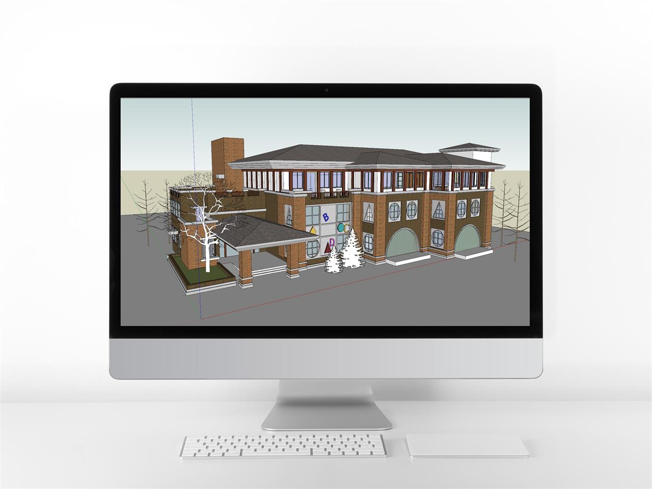 단조로운 어린이집 꾸미기 Sketchup 템플릿 디자인 미리보기