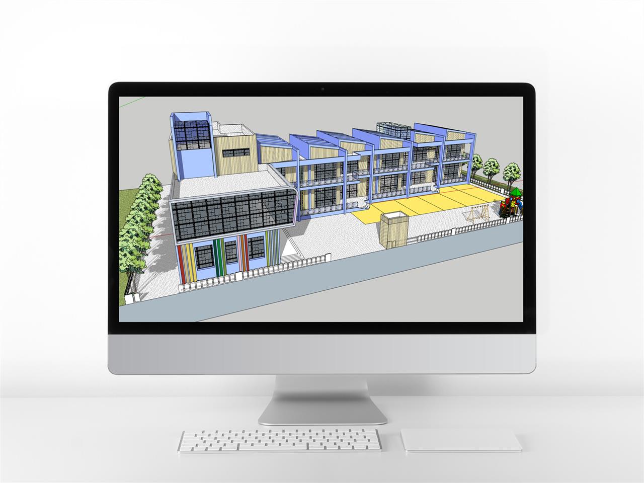 손쉬운 어린이집 실외 Sketchup 소스 만들기 미리보기