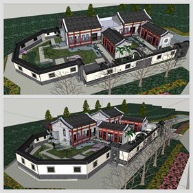 현대적인 문화시설 환경 Sketchup 소스 만들기