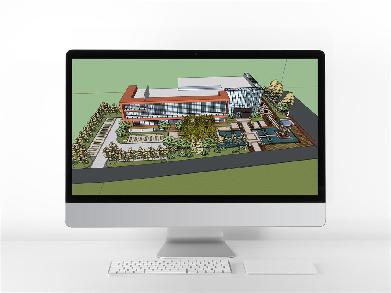 멋진 문화시설 Sketchup 템플릿 디자인 미리보기