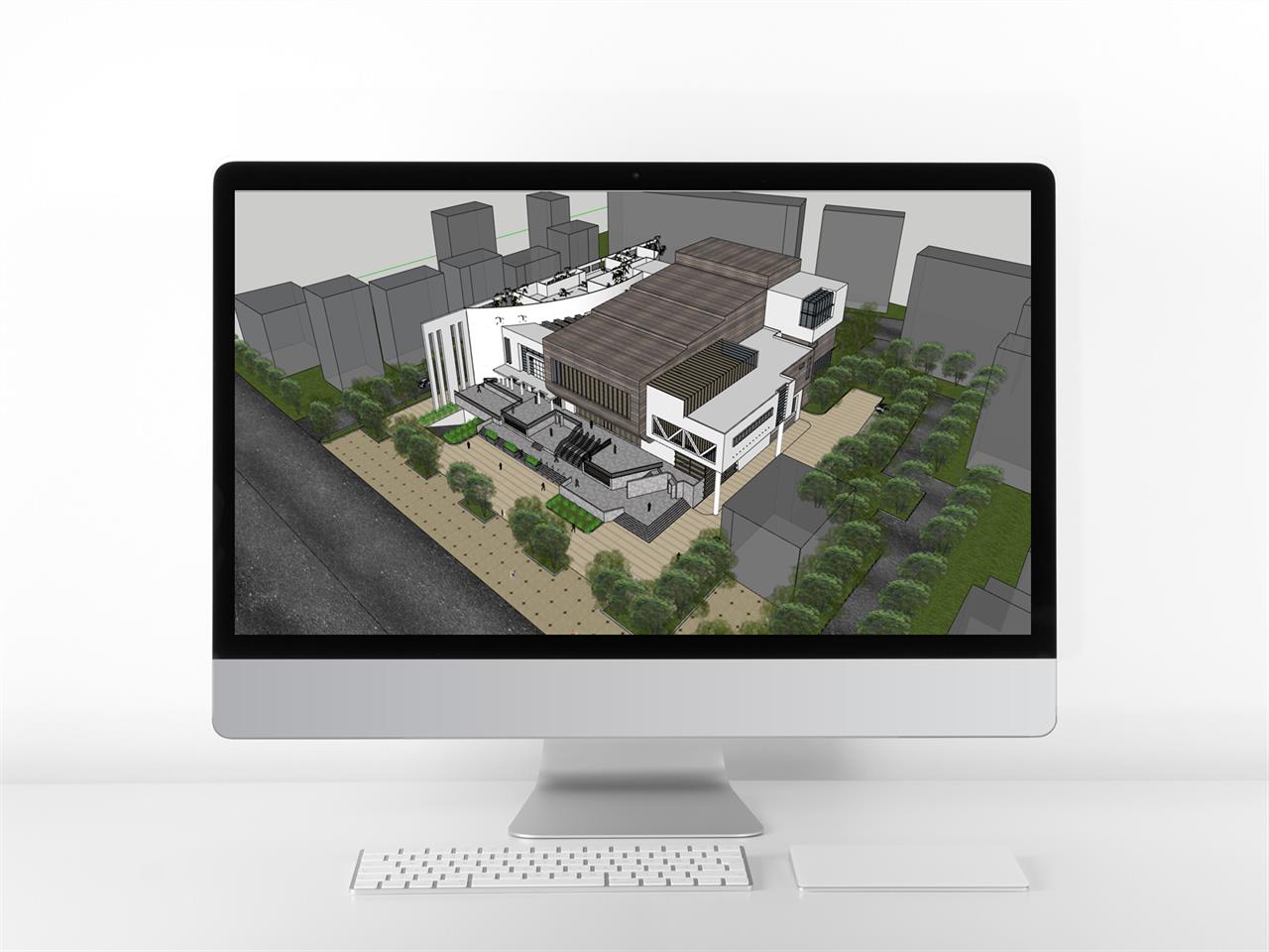 단순한 문화시설 환경 Sketchup 소스 디자인 미리보기