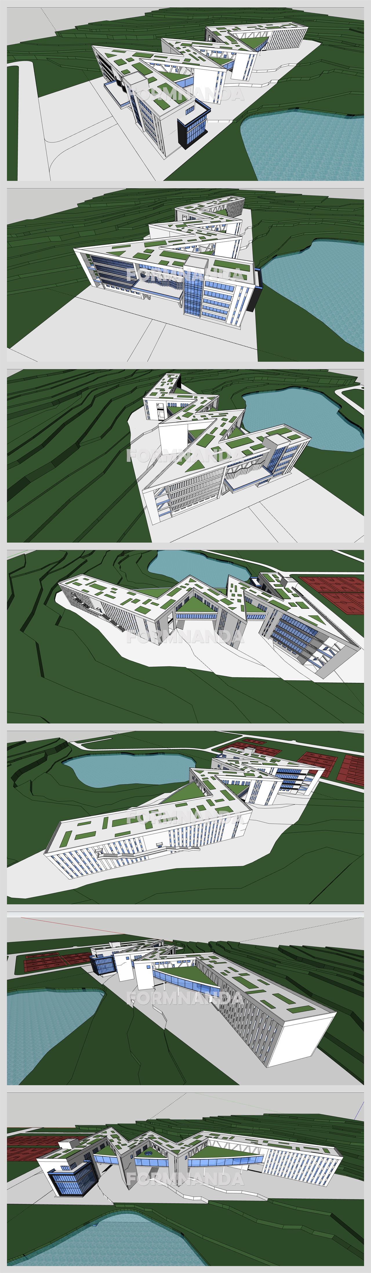 간략한 문화시설 실외 Sketchup 배경 디자인 상세보기