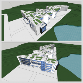 간략한 문화시설 실외 Sketchup 배경 디자인