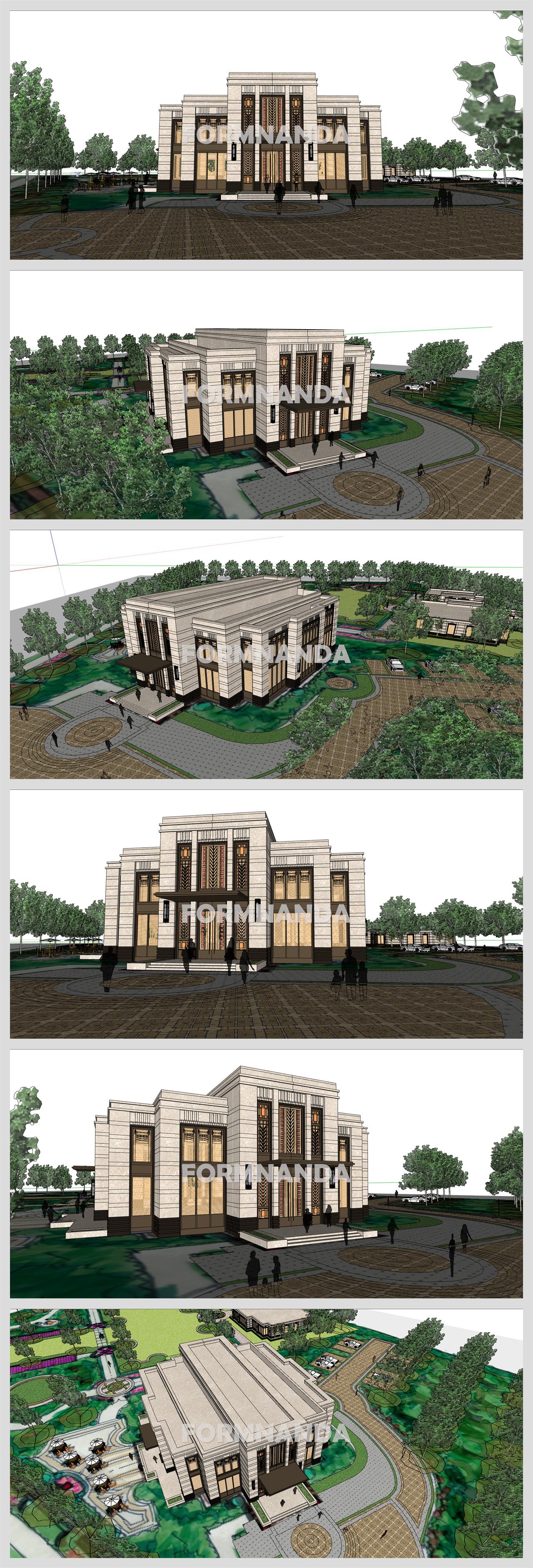 단출한 문화시설 꾸미기 Sketchup 샘플 만들기 상세보기