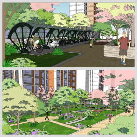 고급스럽운 근린생활시설 디자인 Sketchup 모델 만들기