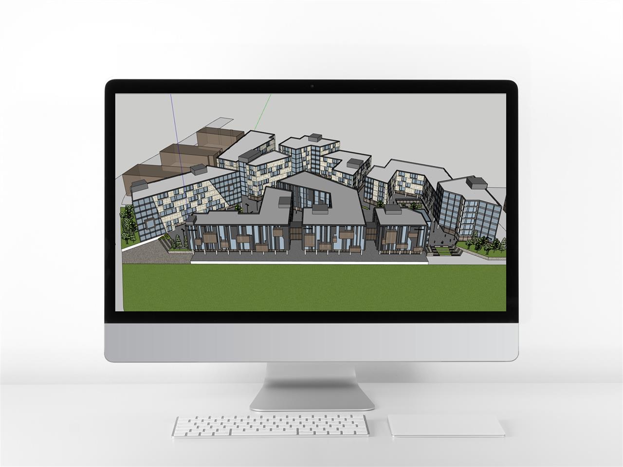 매력적인 공업단지 디자인 Sketchup 배경 만들기 미리보기