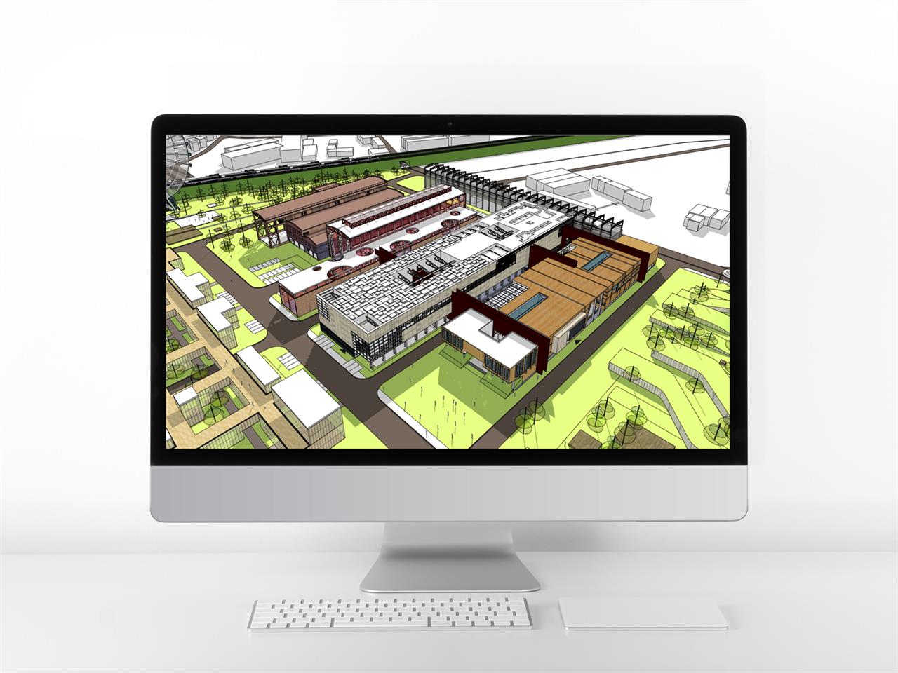 간편한 공업단지 꾸미기 Sketchup 소스 만들기 미리보기