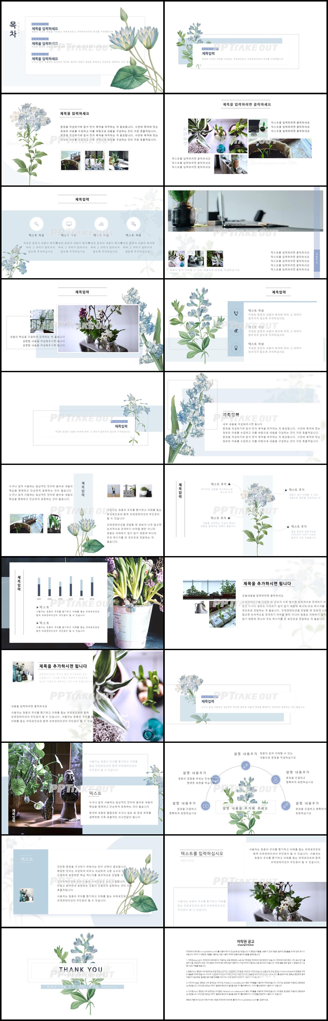 꽃과 동식물 주제 그린색 단정한 발표용 POWERPOINT탬플릿 다운 상세보기