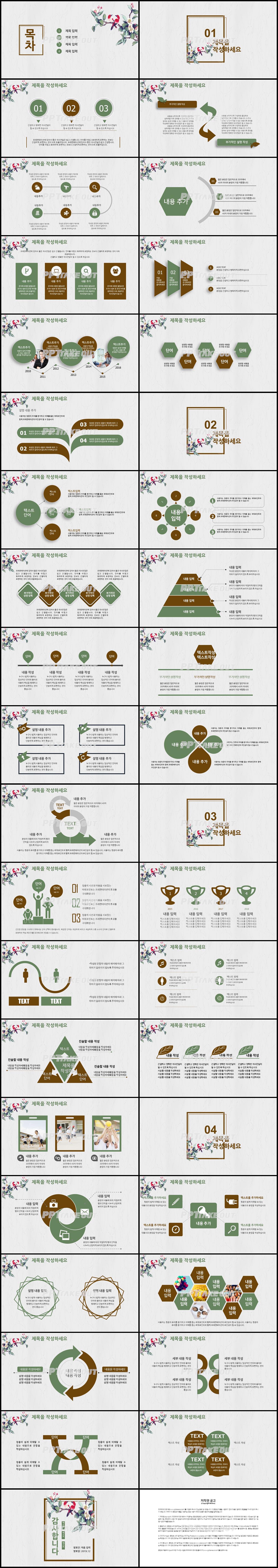 화초, 동식물 풀색 수채화 맞춤형 POWERPOINT배경 다운로드 상세보기