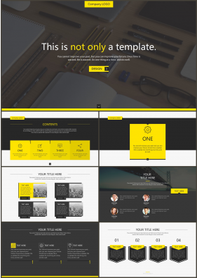 기업소개 옐로우 어두운 고급형 PPT탬플릿 디자인