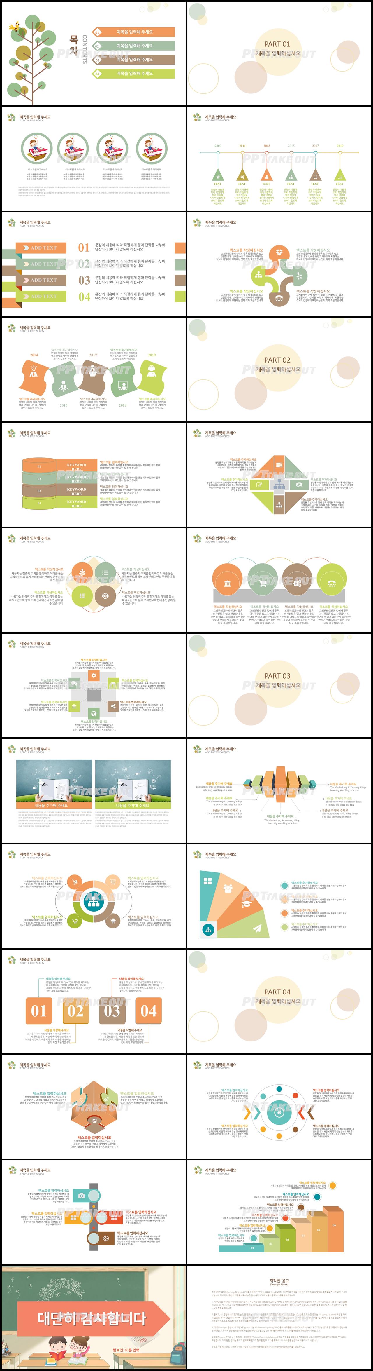 어린이교육 주황색 캐릭터 매력적인 피피티테마 제작 상세보기